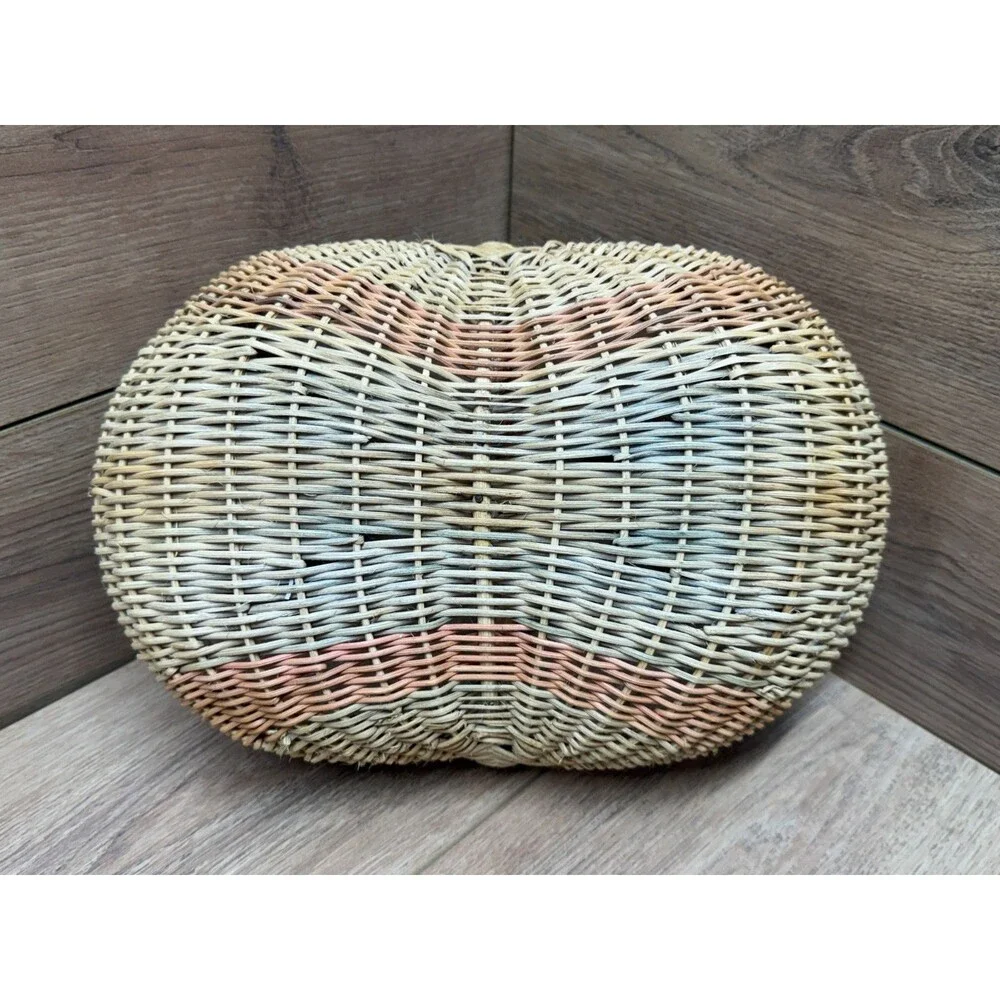 Vintage Rattan Wicker Buttocks Butt Egg Basket 12